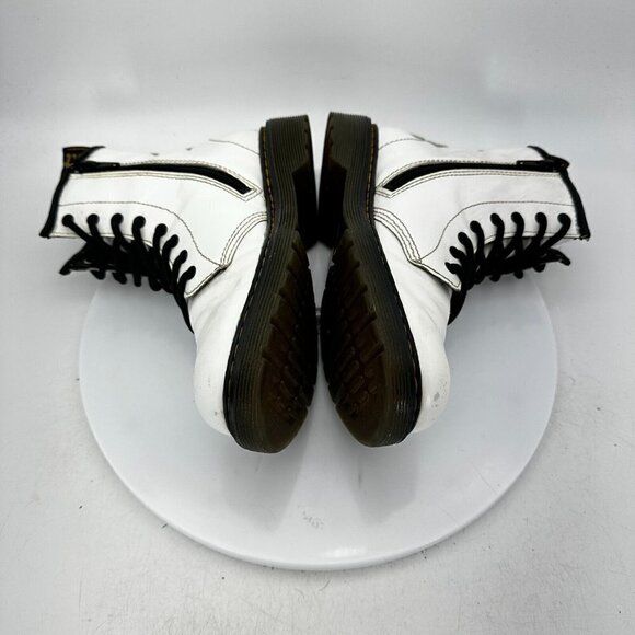 Dr Martens 1460 J Women US 5 White Leather Side Zip Classic 8 Eye Combat Boot - Picture 9 of 14